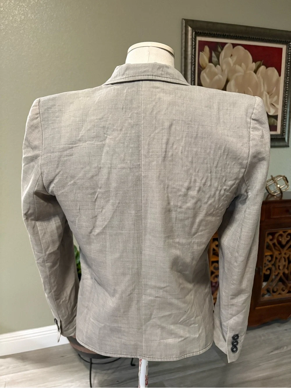 Smythe Light Gray Single-Button Tailored Blazer